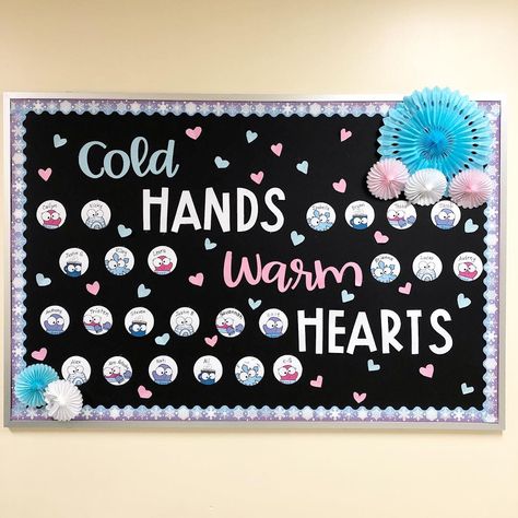 Teri on Instagram: “Cold Hands ❄️ Warm Hearts ♥️ My MIL put this board together using Winter Door & Board Decor and I think it’s SO stinkin’ cute!!…” Cold Hands Warm Heart Bulletin Board, Cold Hands Warm Heart, Winter Door, School Bulletin Boards, Cold Hands, Cold Outside, My Classroom, Bulletin Boards, Bulletin Board