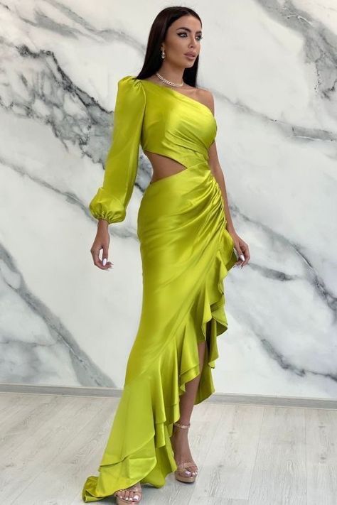 Prom Dresses Classy, Classy Prom, Lime Green Dress, Elegant Wedding Guest Dress, Classy Prom Dresses, Dresses Classy, Stylish Party Dresses, فستان سهرة, Gala Dresses