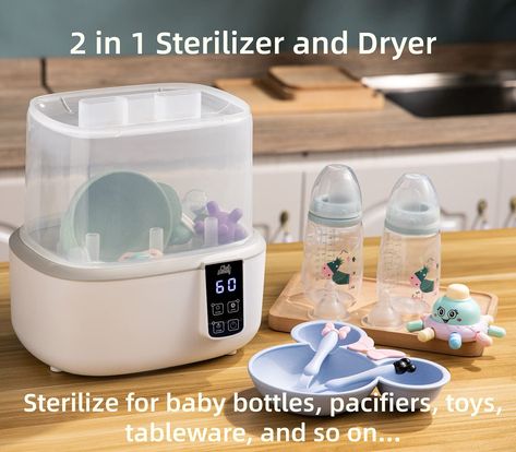 FAST AND RELIABLE STERILIZATION: Baby bottle sterilizer and dryer adopt highly temperature steam to sterilize 99.99% within 10 mins. it's a fast and reliable method to get a clean baby bottle MULTIFUNCTIONAL DESIGN: As for different needs, bottle steamer sterilizer and dryer have three modes that can be selected. sterilize only, dry only, sterilize & dry. You also can keep sanitized baby bottles stored in the baby bottle washer Baby Sterilizer, Baby Bottle Sterilizer, Bottle Washer, Bottle Sterilizer, Clean Bottle, Breast Pump, Baby Bottle, Breast Pumps, Led Display