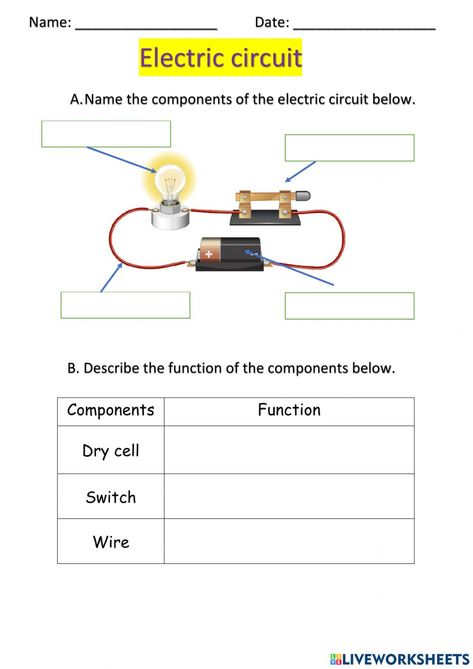 Electric Circuit Worksheet, Electricity Worksheets For Grade 2, Electricity Worksheet, Simple Electric Circuit, Electricity Lessons, Grade 2 Science, States Of Matter Worksheet, Science Electricity, Science Printables