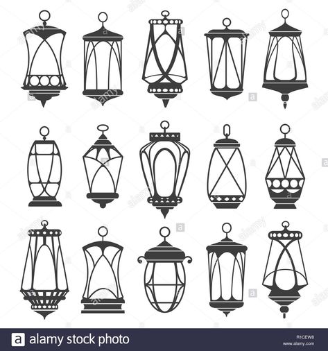 Lanterns for ramadan. Vector ramadan kareem lantern lights, arabic islamic antique hanging oil lamp set isolated on white background Stock Vector Lantern Doodles, Drawing Dreams, Lantern Drawing, Ramadan Vector, Lantern Tattoo, For Ramadan, Architecture Drawing Art, Lamp Set, Prop Design