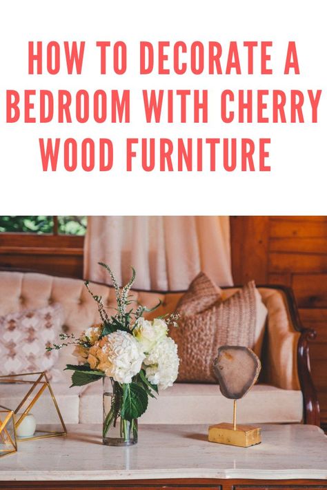 How to decorate a bedroom with cherry wood furniture. Cherry Oak Bedroom Decor, Cherry Wood Bedroom Decor Ideas Boho, Bedroom With Cherry Wood Furniture, Cherry Bedroom Furniture Decor Ideas, Cherry Wood Bedroom Decor Ideas, Dark Cherry Furniture, Cherry Wood Bedroom Furniture, Cherry Bedroom Set, Cherry Wood Dresser