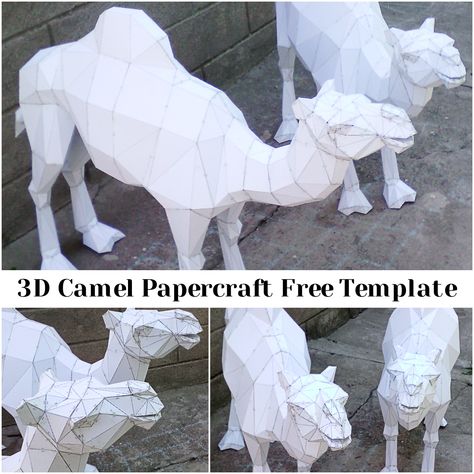 Paper Crafts 3d, Wax Paper Crafts, Camel Craft, Papercraft Templates Printables, Paper Mask Template, Origami Animal, 3d Templates, Animal Templates, Polygon Art