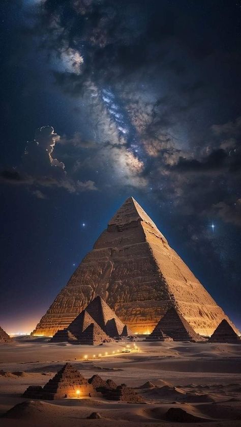 Egypt Wallpaper, Ancient Egypt Pyramids, Milky Way Photography, Egypt Concept Art, Pyramids Egypt, Galaxies Wallpaper, Night Sky Photography, Ancient Egypt Art, Egyptian Pyramids