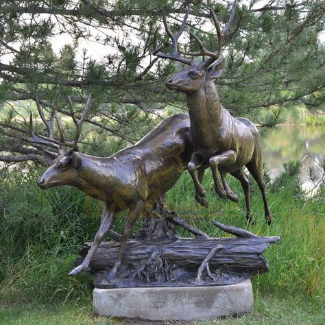 Life Size Cast Bronze Deer Statue Garden Deer Sculpture Garden Statues For Sale, Reindeer Sculpture, Deer Sculpture, Wolf Sculpture, Woodland Indians, Bronze Sculpture Animal, Statue Garden, Deer Statues, Frog Statues