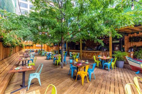 Small Restaurant Design Outdoor, Open Air Food Court, Open Food Court Design, Mexican Restaurant Patio, Open Cafe Outdoor Design, Open Air Cafe, Food Court Design, Philly Restaurants, Restaurants Outdoor Seating