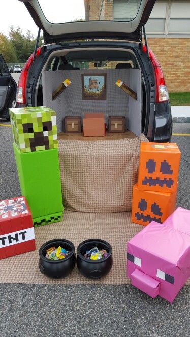 Minecraft trunk or treat. Trunk Or Treat Minecraft Ideas, Zelda Trunk Or Treat Ideas, Transformers Trunk Or Treat, Minecraft Trunk Or Treat Ideas, Trunker Treat Car Ideas, 80s Trunk Or Treat, Minecraft Trunk Or Treat Ideas For Cars, Trunk Or Treat Minecraft, Minecraft Trunk Or Treat