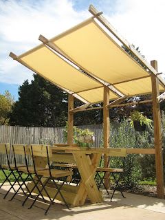 Fix my Corner: Backyard Canvas Shelter Backyard Shade Ideas, Backyard Shade, Backyard Canopy, Patio Shade, Easy Canvas, Large Backyard, Patio Roof, Pergola Plans, Shade Structure