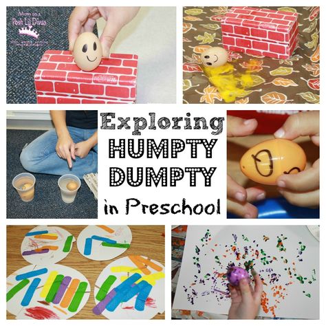 Exploring Humpty Dumpty in Preschool Preschool Rhymes, Nursery Ryhmes, Rhyming Preschool, Nursery Rhyme Crafts, Nursery Rhymes Preschool, Nursery Rhyme Theme, Nursery Rhymes Activities, Rhyming Activities, Fairytale Nursery