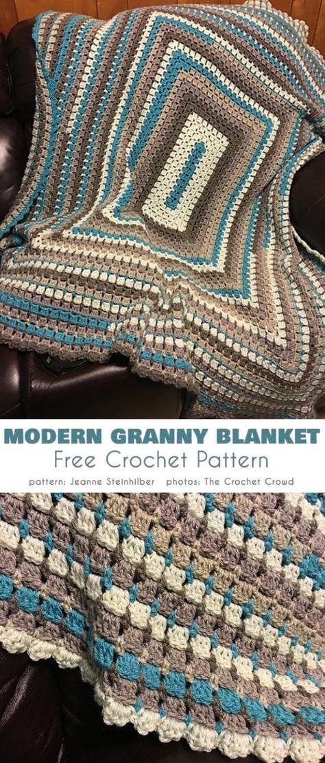 Extra Large Crochet Blanket Free Pattern, The Crochet Crowd Pattern, Advanced Crochet Blanket Patterns, 3 Color Granny Square, Crochet Queen Size Blanket, Round Crochet Blanket Pattern, Granny Blanket, Afghans Crochet, Knit Blankets