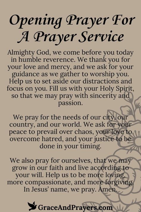 Inspirational Prayers Prayers Of Worship, Prayer For Holy Spirit, Closing Prayer For Church Service, Opening Prayer For Church Service, Sunday Worship Service, Prayer For Work, Verse Study, English Prayer, Prayer Circle