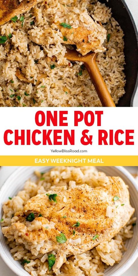 Skillet Chicken And Rice, Garlic Chicken And Rice, Chicken And Rice Casserole Recipe, One Pot Chicken And Rice, Jasmine Rice Recipes, Chicken And Rice Casserole, Chicken Rice Recipes, Easy Chicken And Rice, Chicken Rice Casserole