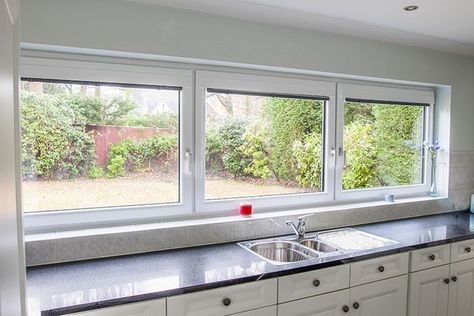 Kitchen Design With Window, Kitchen Window Ideas, Small House Design Kerala, Modern Kitchen Window, Sliding Window Design, Kitchen Sink Window, Kitchen Window Design, Model Dapur, Modern Kitchen Renovation