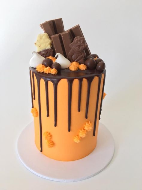 Orange Drip Cake, Orange Sweets, Orange Birthday Cake, Duper Cake, Cake Drip, Orange Birthday, Frozen Birthday Cake, Decorating Videos, Cupcake Designs