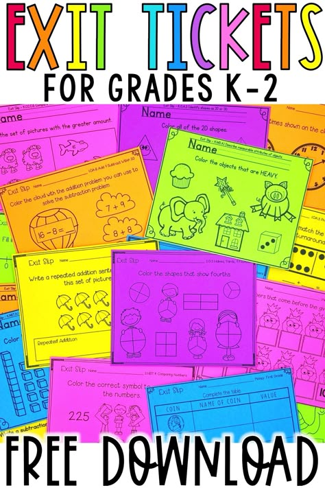 First Grade Exit Tickets, 2nd Grade Assessment Free, Exit Ticket Ideas First Grade, 2nd Grade Math Standards, Exit Tickets Kindergarten, 1st Grade Exit Tickets, Guided Math First Grade, Math Assessment Kindergarten, First Grade Readiness