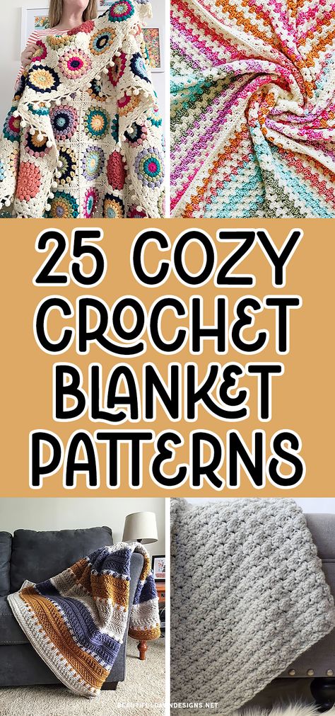 Afghan Ideas Crochet, Crochet Patterns For Throw Blankets, Patterns For Crochet Blankets, Cozy Blanket Crochet Pattern, Granny Square Afghans, Crochet Big Project, Sofa Blanket Crochet, Crochet Throws Free Pattern, Croching Blanket Warm