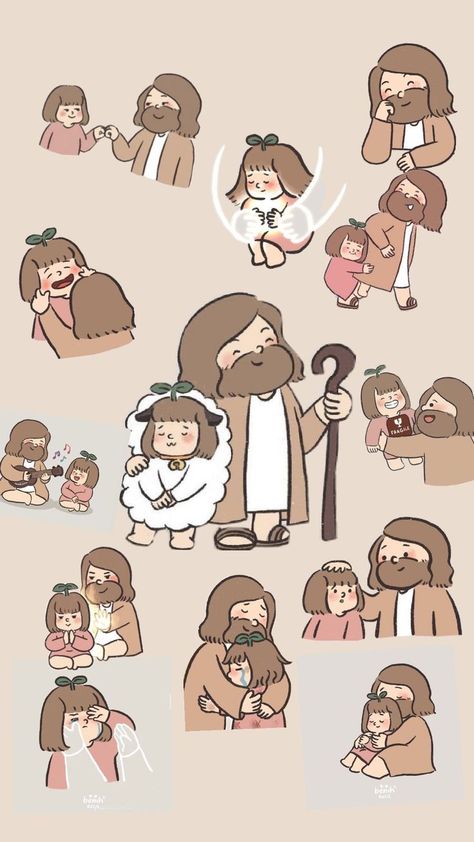 Jesus Cartoon Wallpaper, Christian Cartoon Bible Verse, Jesus And Me Illustration, Jesus Hug Me Cartoon, Iphone Wallpaper Quotes Bible, Stickers Jesus, Jesus Cartoon, God Sticker, Christian Cartoons