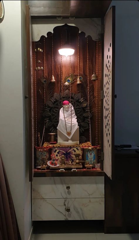 Pooja Mandir, Indian Home Design, Baba Image, Sai Baba Photos, Puja Room, Space Interiors, Om Sai Ram, Sai Ram, Photo Decor