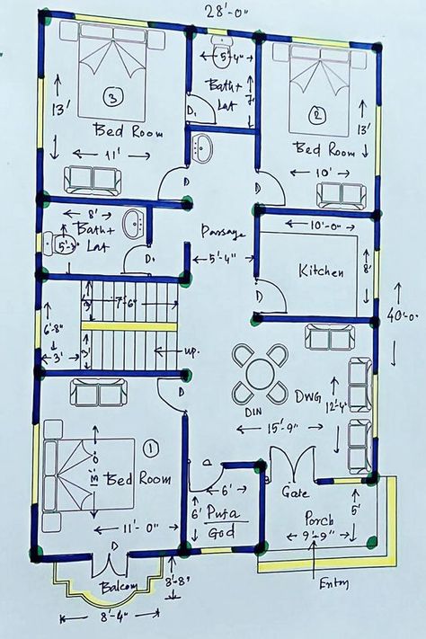 3bhk Single Floor House Plan, 28 By 40 House Plans, 28×50 House Plan, 28×40 House Plan, 40×50 House Plans East Facing, 15 Lakh Budget House Plan, 40×40 House Plans, 25 By 40 House Design, East Facing 3bhk House Plan