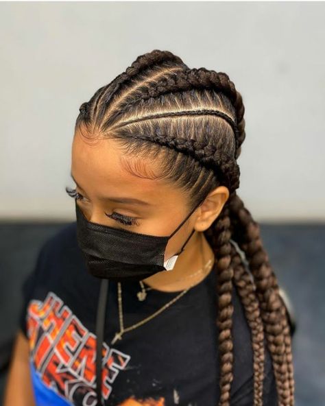 Latest Gorgeous Cornrows Braid Hairstyles Collections For Ladies 4-6 Feed In Braids Cornrows, 2 Braid Cornrow Hairstyles, 7-10 Feed In Braids, Braided French Braids Black Hair, Ombre Feed In Braids Cornrows, Corn Rows With Braids, 4 Conroe Braids Hairstyles, 5 Feedin Braids Styles, Five Cornrows Braids