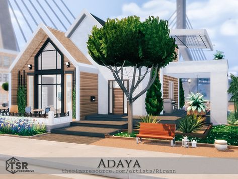 Sims 4 Easy House Ideas, Small Modern Home Sims 4, Sims 4 House Design Ideas, Sims 4 One Person House, Sims 4 Houses 1 Story, Sims 4 Contemporary House, Sims 4 Influencer Home, Sims 4 White House, Small House The Sims 4