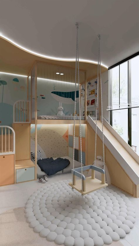 Cool Kids Bedrooms For Boys, Playroom Interior Design, Playroom And Bedroom Combined, Home Playroom Ideas, Childrens Room Ideas, Children Room Ideas, Play Room Design, Kid Bedroom Ideas, Playroom Ideas For Kids