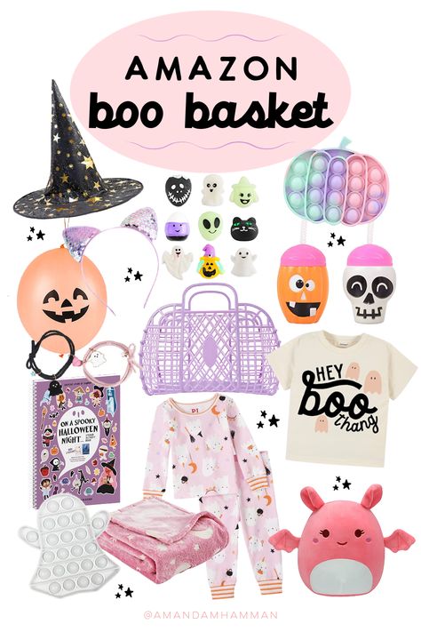 Today's post is all about boo basket ideas from Amazon! It's that time of year again, where I'm thinking about the girls' Boo Baskets! I gift these every year on October 1st to 1.) celebrate the true start of the holiday season 2.) get into spooky szn mode 3.) and because they absolutely love them Girls Boo Baskets, Boo Basket Themes, Toddler Girl Boo Basket, Boo Basket For Toddler Girl, Halloween Boo Basket Ideas, Halloween Treat Baskets, Basket Decor Ideas, Boo Basket Ideas, Boo Gift