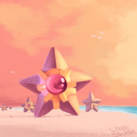 Beach Pokemon, Staryu Pokemon, Pokemon Beach, Pokemon Painting, Pokemon Project, Deadman Wonderland, Like Video, Pokemon Special, Pokémon Master