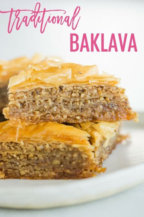 Baklava :: A classic recipe for the traditional Greek pastry made with ground nuts and layers of phyllo dough, drizzled with a spiced honey syrup. #browneyedbaker #pastries #phyllodough #greekfood #dessert #nuts via @browneyedbaker Greek Pastry, Greek Baklava, Greek Pastries, Spiced Honey, Greek Foods, Baking Treats, Baklava Recipe, Greek Desserts, Phyllo Dough