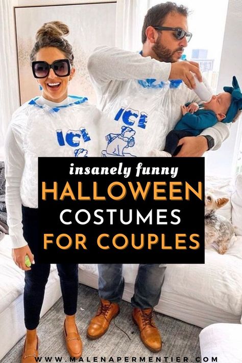 Funny Couples Halloween Costume Ideas Halloween Costumes Couples Tall And Short, Hole In One Couples Costume, Bald Guy Couples Costume, Halloween Costumes Couples Bald Man, Couples Halloween Costume Bearded Man, Average Joes Halloween Costume, Funny Diy Couple Costumes, Halloween Costumes For Couples Diy, Costumes For Couples Diy