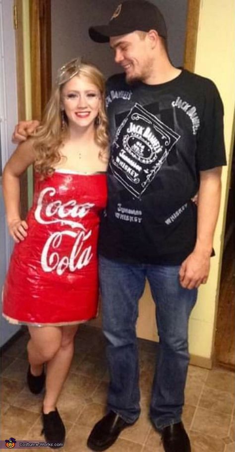 Jack and Coke - 2020 Halloween Costume Contest Coke And Jack Costume, Coke Cola Costume Halloween, Diet Coke Halloween Costumes, Jack Daniels And Coke Costume, Jack Coke Costumes, Jack And Coke Costume, Jack And Coke Costumes, Coke Costume, Jack Skellington Halloween Costume