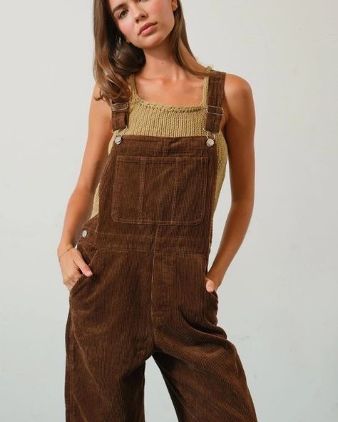 🌙✨ Embrace the cozy vibes this season with our new Brown Corduroy Overalls! 🍂💖 Perfect for layering or wearing solo, these overalls are your go-to for effortless style and comfort. Whether you’re strolling through the pumpkin patch or enjoying a coffee date with friends, our versatile design has you covered. Pair them with your favorite tee or chunky sweater for that perfect autumn look! 🛒 Tap the link in our bio to shop now and elevate your fall www.moonrisevintageclothing.com #MoonriseFa... Casual Brown Overalls, Brown Overalls Shorts, Brown Overalls Outfits, Dark Brown Overalls, Coffee Date With Friends, Brown Coudroy Overalls, Brown Corduroy Overalls With Pockets, Brown Overalls, Date With Friends