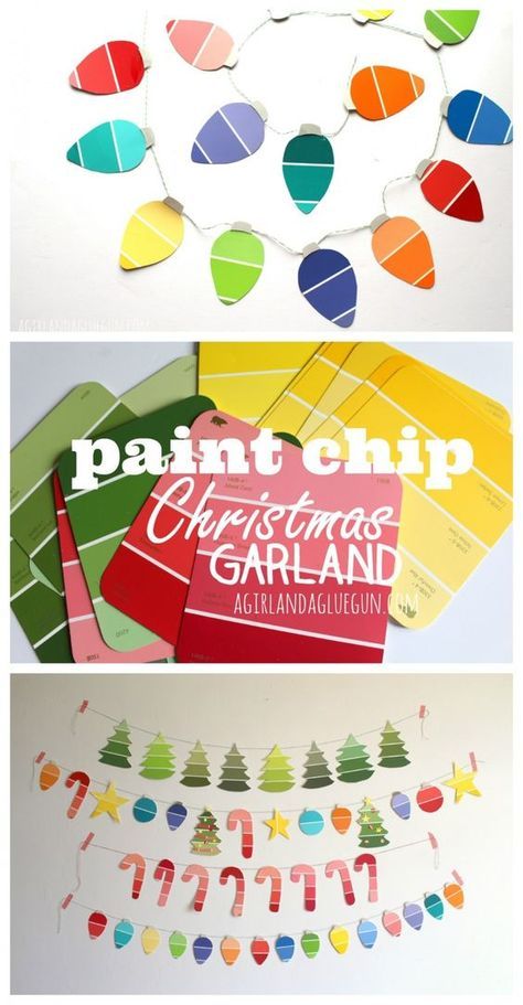 paint chip Christmas garland--great kids craft Paint Chip Crafts, Christmas Garlands, Paint Chip, Navidad Diy, Christmas Break, Noel Christmas, Christmas Crafts For Kids, Winter Crafts, Christmas Activities