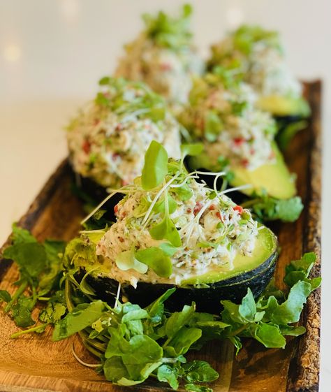 California Crab Stuffed Avocados Crab Stuffed Avocado Recipes, Caprese Stuffed Avocado, Spicy Crab Salad, Crab Stuffed Avocado, Crab And Avocado, Stuffed Avocados, Stuffed Avocado, Spicy Crab, Crab Stuffed