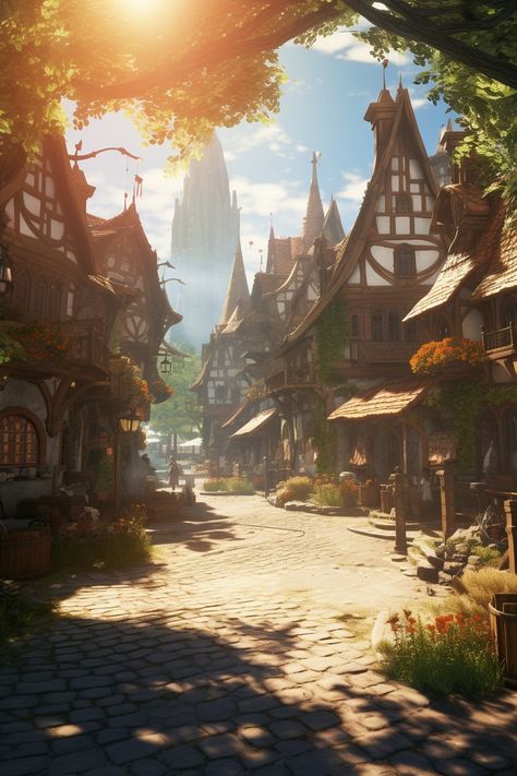 Dnd Town Aesthetic, Fantasy Town Aesthetic, Dnd City Art, Fantasy City Concept Art, Next Wallpaper, Fantasy Village, Fantasy Town, City Farm, Germany Castles