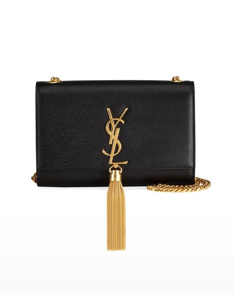 Saint Laurent Kate YSL Monogram Chain Crossbody Bag | Neiman Marcus Ysl Tassel Bag, Saint Laurent Crossbody Bag, Ysl Wallet On Chain, Ysl Crossbody Bag, Ysl Kate, Kate Bags, Ysl Wallet, Ysl Logo, Wallet On Chain