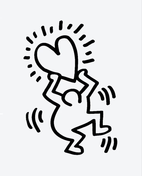 Haring Tattoo, Keith Haring Heart, Tattoos Inspo, Keith Haring Art, Love For Life, Haring Art, Inkbox Tattoo, Tattoo Signs, Doodle Tattoo