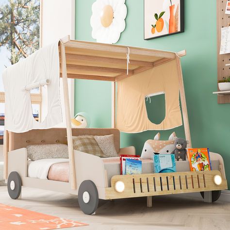 Faster shipping. Better service Kids Car Bed, Bed With Led Lights, Bed Platform, Car Bed, Comfortable Pillows, Unique Beds, Mdf Frame, Wood Platform Bed, Bed Slats