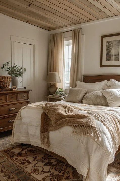 Vintage Farmhouse Bedroom, Farmhouse Bedroom Ideas, Cottage Bedroom, Country Bedroom, Farmhouse Bedroom, Small Room Bedroom, Master Bedrooms Decor, Rustic Bedroom, Remodel Bedroom