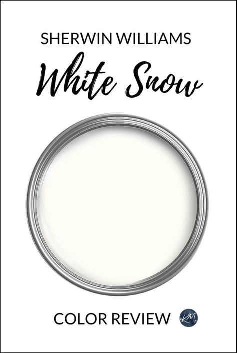 Learn about the LRV and undertones of this popular shade of white - White Snow. Great for walls, cabinets, and trims. Color review by Online Paint Color Consultant, Kylie M. #whitecabinets #sherwinwilliams Greige White Paint Sherwin Williams, Snow White Sherwin Williams, White Trim Paint Sherwin Williams, Snow White Paint Color, Sherwin Williams White Snow Paint, White Snow Sherwin Williams, Sherwin Williams White Snow, Sherwin Williams Origami White, Sherwin Williams Alabaster White