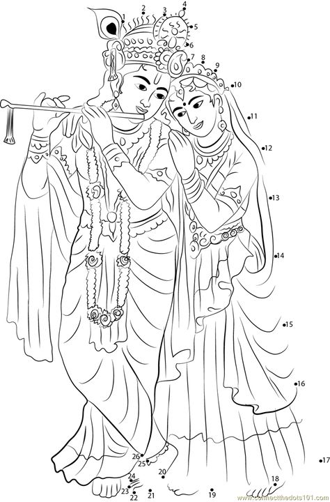 Radha Krishna dot to dot printable worksheet - Connect The Dots Radha Krishna Sketch, Krishna Sketch, God Drawing, Krishna Drawing, Radha Painting, Tanjore Painting, Krishna Radha Painting, Radha Krishna Art, Krishna Radha