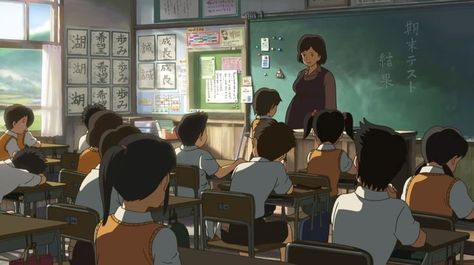 Digital Art Tutorial Beginner, Anime Classroom, Aesthetic Grunge Tumblr, Anime City, Digital Art Beginner, Class Room, Ghibli Art, Korean Art, Digital Painting Tutorials