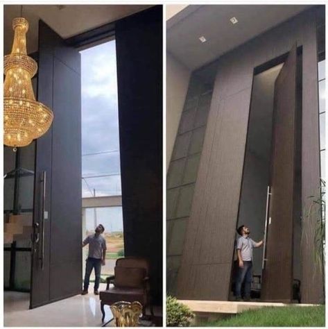 34 Giant Objects Among Us Huge Door, Entrance Door Design, Door Design Modern, Small House Design Plans, Bungalow Design, Pivot Doors, Front Door Design, Mansions Luxury, Village House Design