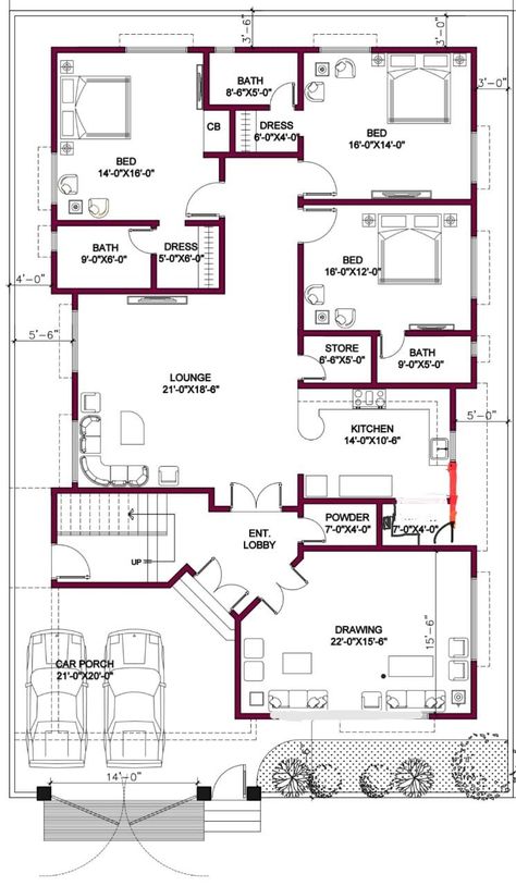 50x90 House Plans Layout, Castle Style House, Modern Simple House, 4bhk House Plan, Small House Design Floor Plan, 40x60 House Plans, Smart House Plans, 10 Marla House Plan, Drawing House Plans