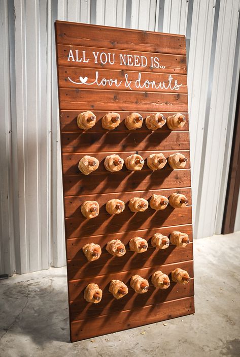 Pallet Donut Wall, Donuts Wall Wedding, Donut Hole Wedding Display, Donut Mind If I Do Donut Wall, Donuts Wall, Krispy Kreme Wedding Cake Donut Tower, Donut Wall Wedding, Donut Board, Donut Wall