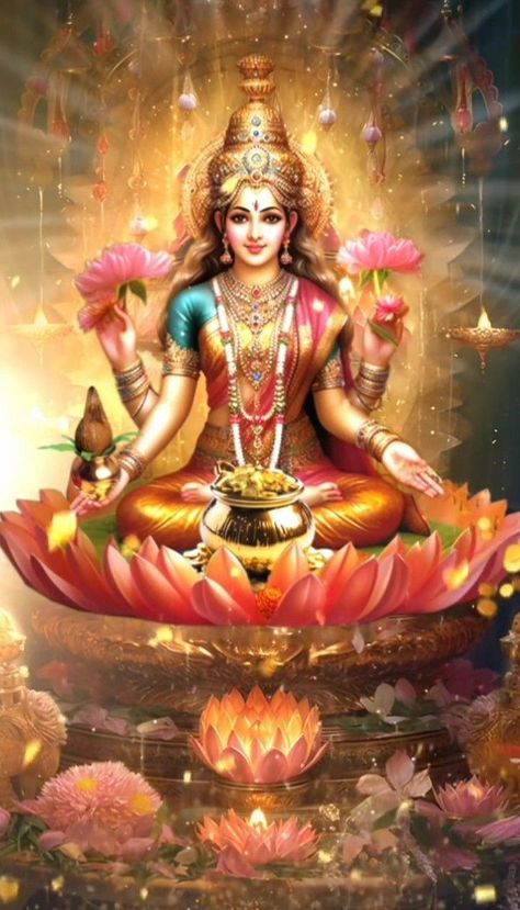 Laxmi Goddess, Saraswati Picture, Hindu Goddesses, Lakshmi Photos, Maha Lakshmi, Maa Laxmi, Laxmi Narayan, Durga Mantra, Saraswati Goddess