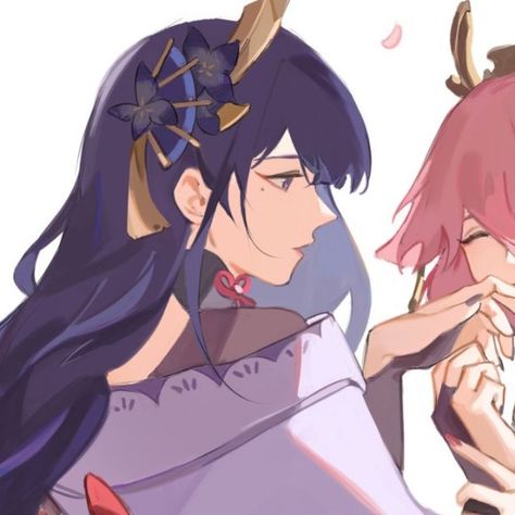 Matching Pfp Couple Girlfriends Genshin Impact, Eimiko Pfp Matching, Matching Pfp Yae Miko And Raiden Shogun, Lesbian Genshin Icon, Matching Sapphic Pfp, Genshin Wlw Matching Icons, Matching Pfp Genshin Girl X Girl, Ei And Miko Matching Pfp, Sapphic Matching Pfps