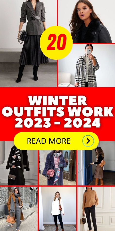 Embrace the cold weather while staying stylish in women's winter outfits work 2023 - 2024. From smart casual to business casual, there's a perfect choice for every office environment. Whether you're a teacher, working in a formal setting, or a more relaxed office, these outfits ensure you're always on-trend. Explore options with jeans and sneakers or go for the classic office look. Elevate your office style this winter. Women Casual Work Outfits Winter, Work Outfits Women Winter Casual, Winter Outfits For Work Business Casual, Winter Work Looks For Women, January Business Casual Work Outfits, Smart Casual Winter Work Outfit, 2024 Winter Business Casual, Casual Business Attire For Women Winter, Winter 2024 Office Fashion Trends Women