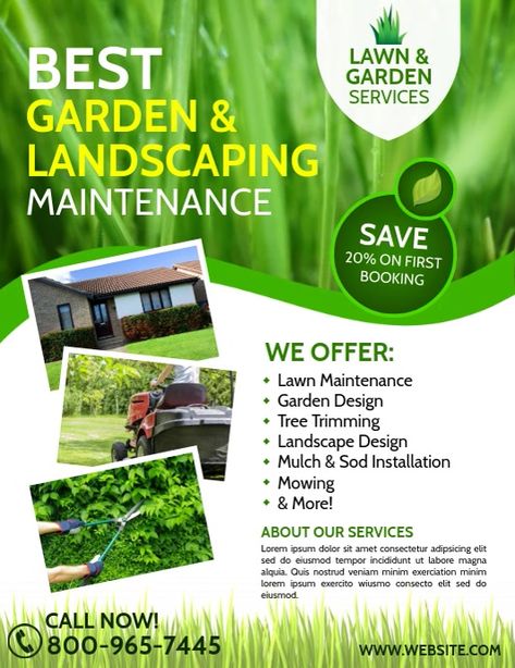 lawn care services, lawn care ad business flyer, lawn and garden flyer, mowing lawn flyers, lawn company ads, lawn and landscape templates, grass care flyers Lawn Care Services, Garden Services Business, Garden Services Logo, Landscape Flyer Design Layout, Gardening Flyer, Landscape Flyer, Lawn Care Flyers, Sod Grass, Mowing Lawn