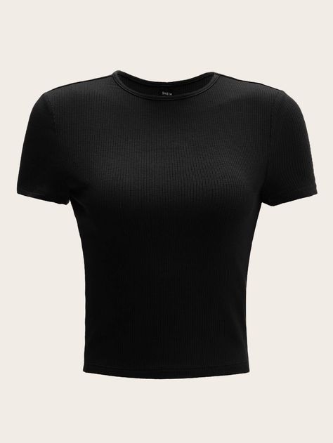 Black Tees, Neue Outfits, Basic Shirts, Slim Fit Shorts, Knit Tees, Dream Clothes, Online Fashion, New Outfits, Black Tee